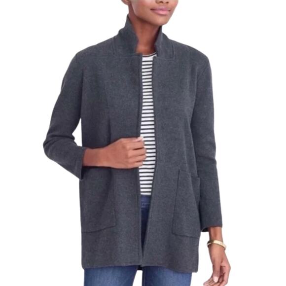 J CREW Dark Grey Sophie Open Front Sweater Blazer Merino Wool Women's XS - Picture 1 of 5